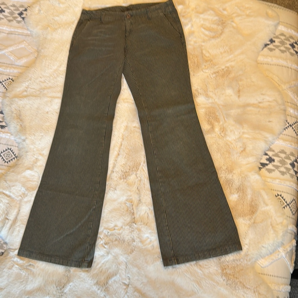 Diesel low rise, flare denim trousers, dark denim & army green 29 W x 35 L